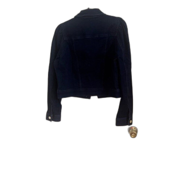 Lilly Pulitzer Denim Jacket Puff Sleeves & Fitted Silhouette Sz L - Picture 3 of 4